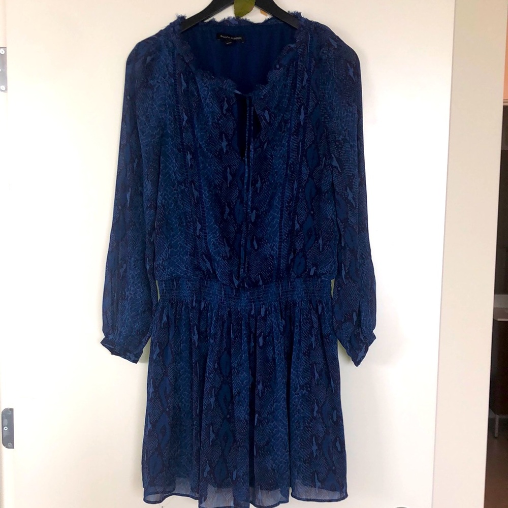 Snake Print Smock Waist Dress